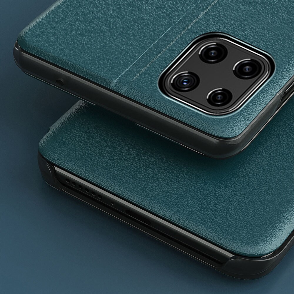 Eco Leather View Case elegant bokhylleveske med kickstand for Samsung Galaxy A22 4G blå