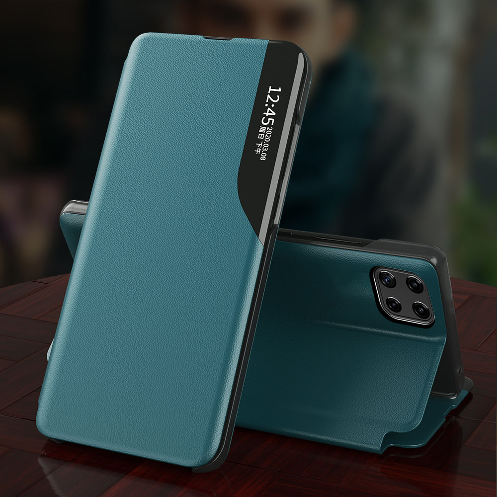 Eco Leather View Case elegant bokhylleveske med kickstand for Samsung Galaxy A22 4G rød