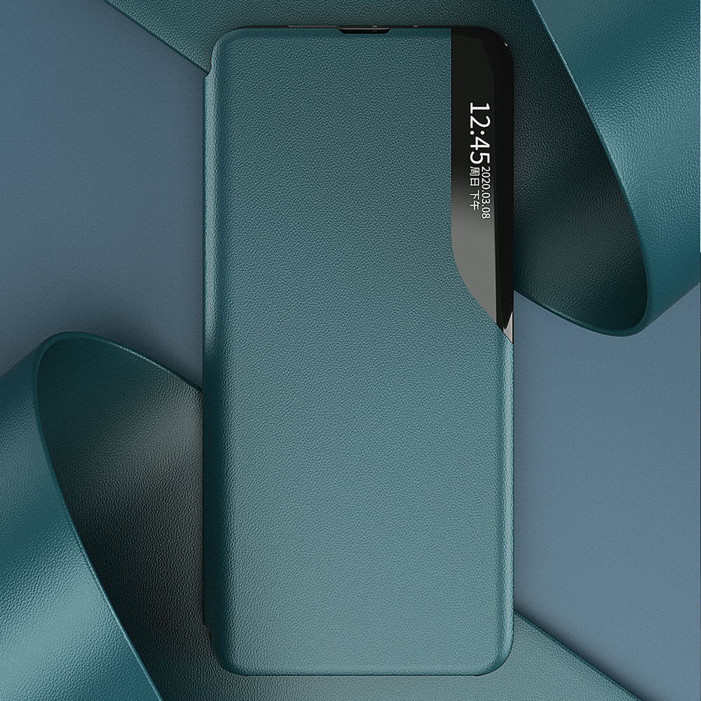 Eco Leather View Case elegant bokhylleveske med kickstand for Samsung Galaxy A22 4G rød