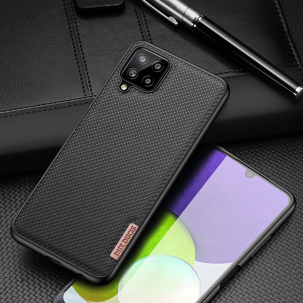 Dux Ducis Fino-etui dekket med nylonmateriale for Samsung Galaxy A22 4G svart