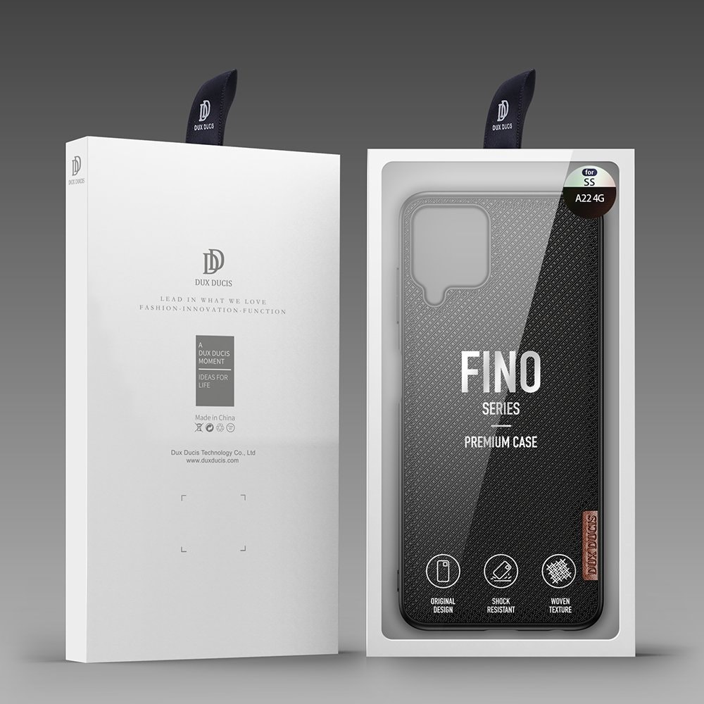 Dux Ducis Fino-etui dekket med nylonmateriale for Samsung Galaxy A22 4G svart