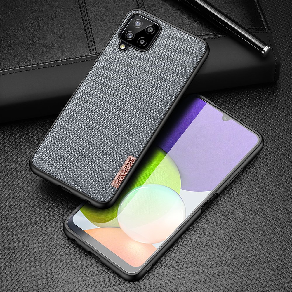 Dux Ducis Fino etui dekket med nylonmateriale for Samsung Galaxy A22 4G grå