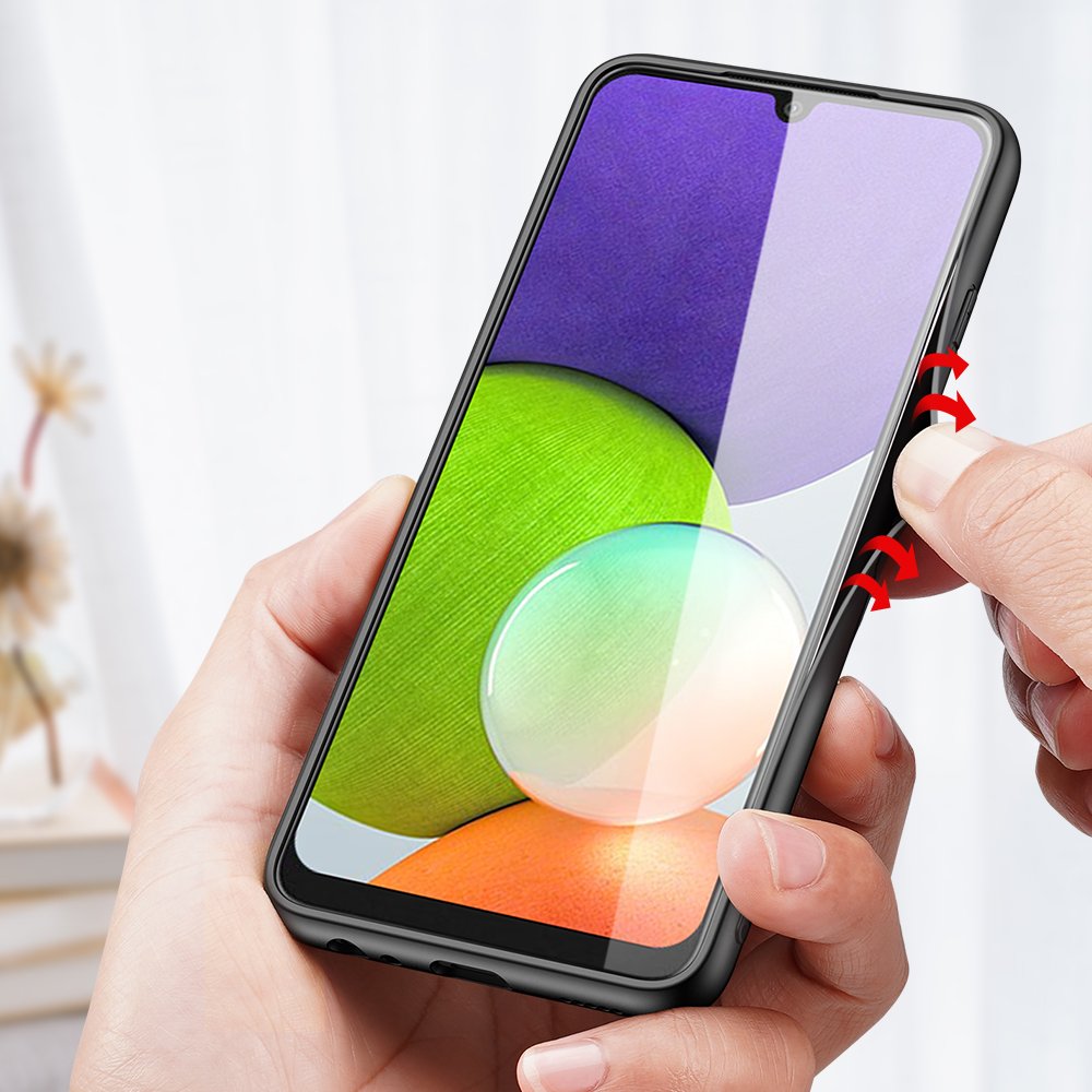 Dux Ducis Fino etui dekket med nylonmateriale for Samsung Galaxy A22 4G grå