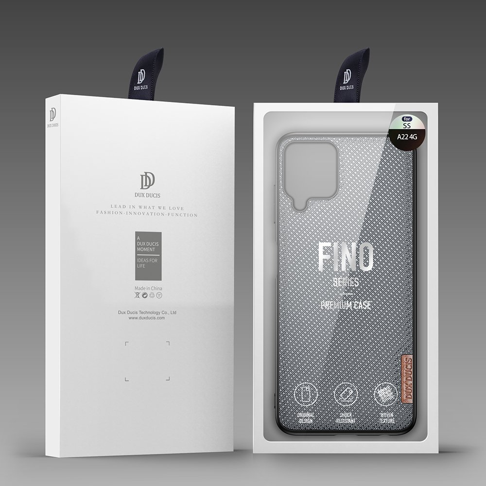 Dux Ducis Fino etui dekket med nylonmateriale for Samsung Galaxy A22 4G grå