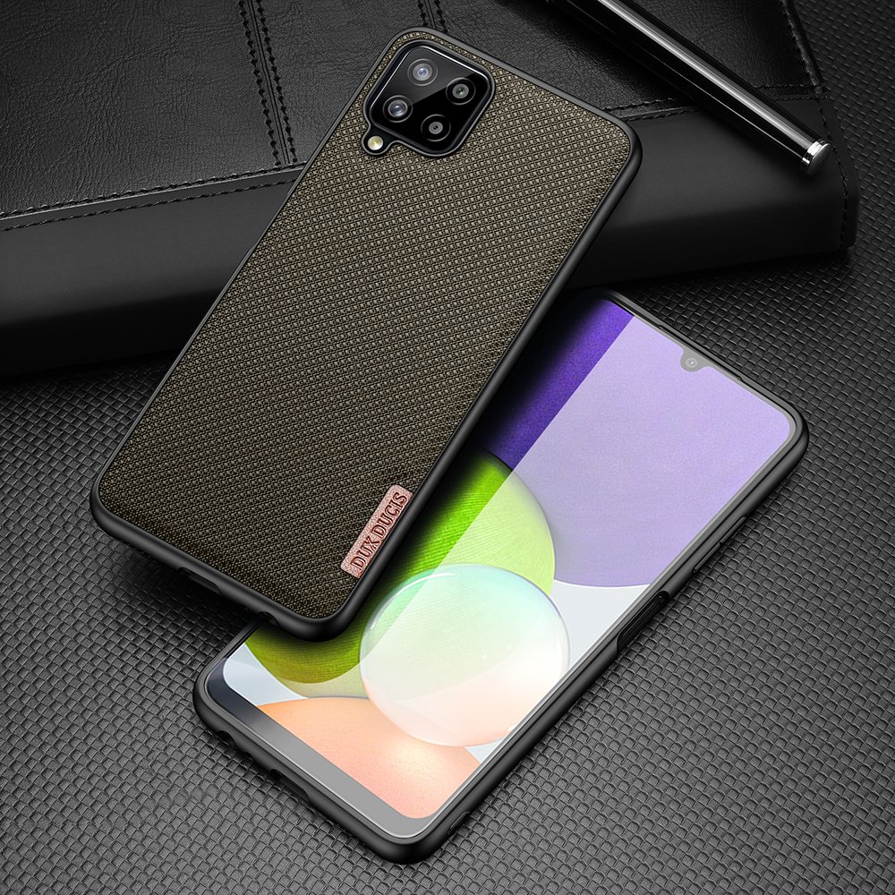 Dux Ducis Fino-etui dekket med nylonmateriale for Samsung Galaxy A22 4G grønn