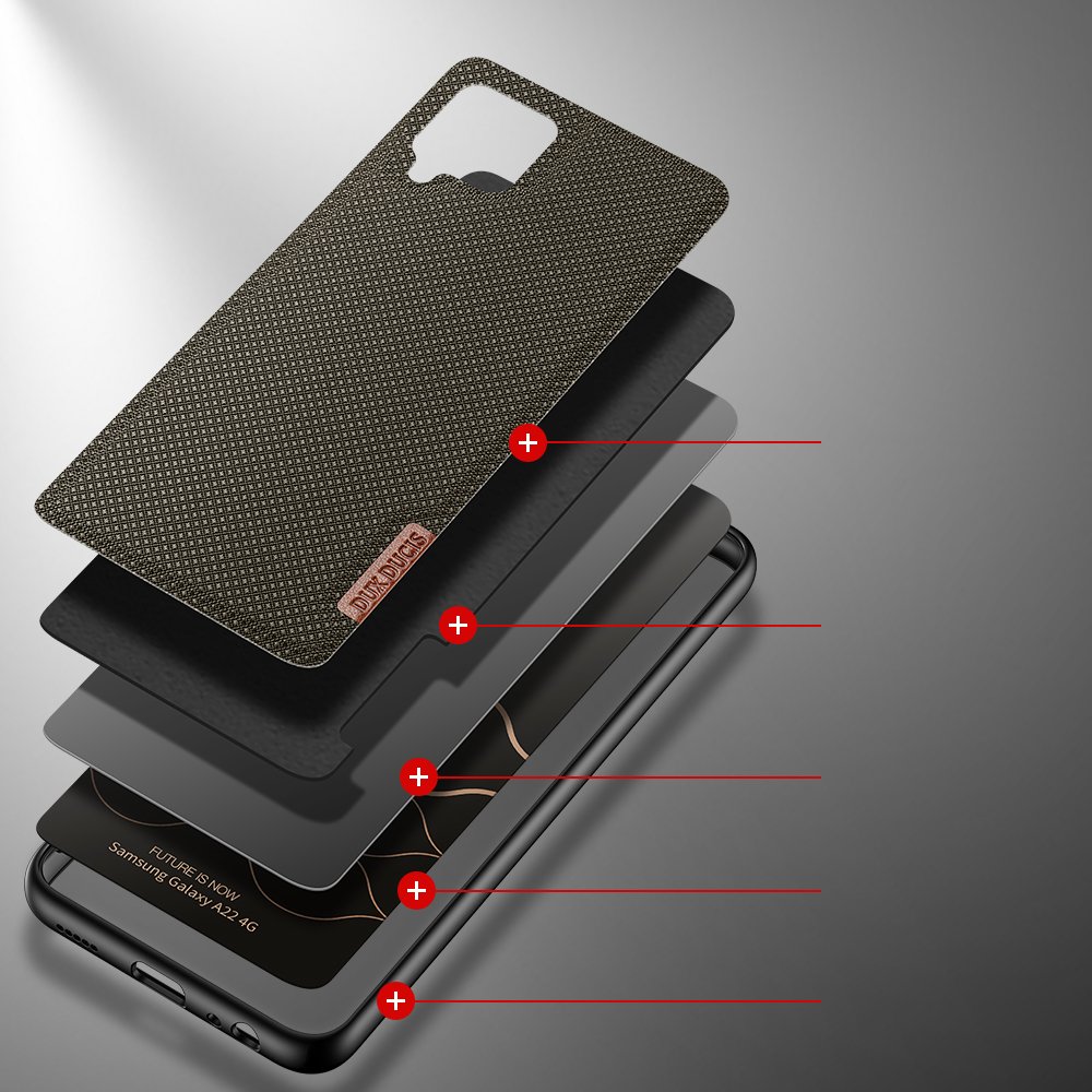Dux Ducis Fino-etui dekket med nylonmateriale for Samsung Galaxy A22 4G grønn