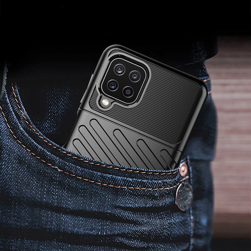 Thunder Case Fleksibelt, tøft og robust TPU-deksel for Samsung Galaxy A22 4G svart