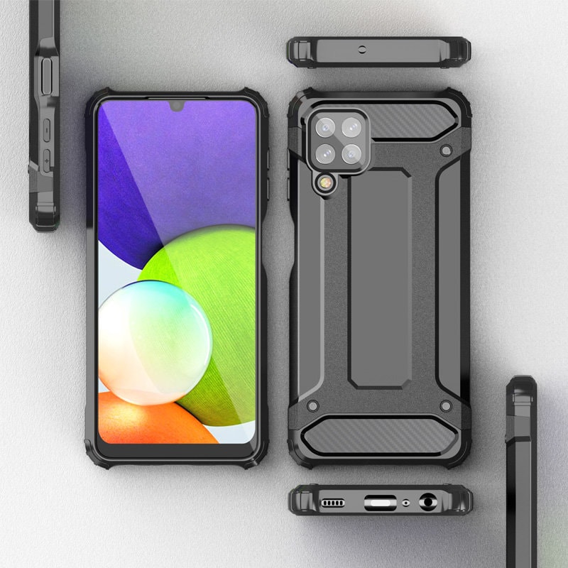 Hybrid Armor Case Tough Rugged Cover for Samsung Galaxy A22 4G blå