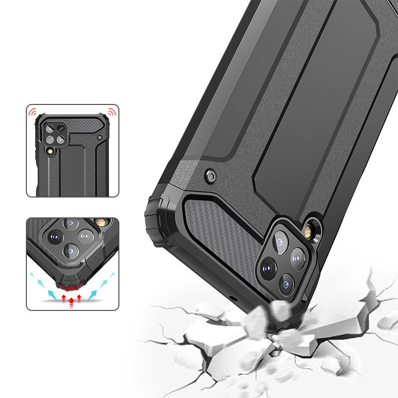 Hybrid Armor Case Tough Rugged Cover for Samsung Galaxy A22 4G blå