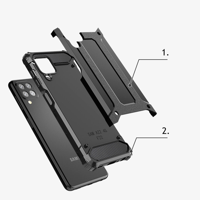Hybrid Armor Case Tough Rugged Cover for Samsung Galaxy A22 4G blå