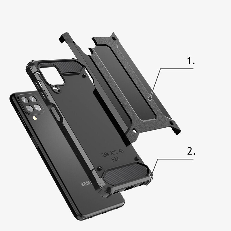 Hybrid Armor-deksel, tøft og robust deksel for Samsung Galaxy A22 4G sølv