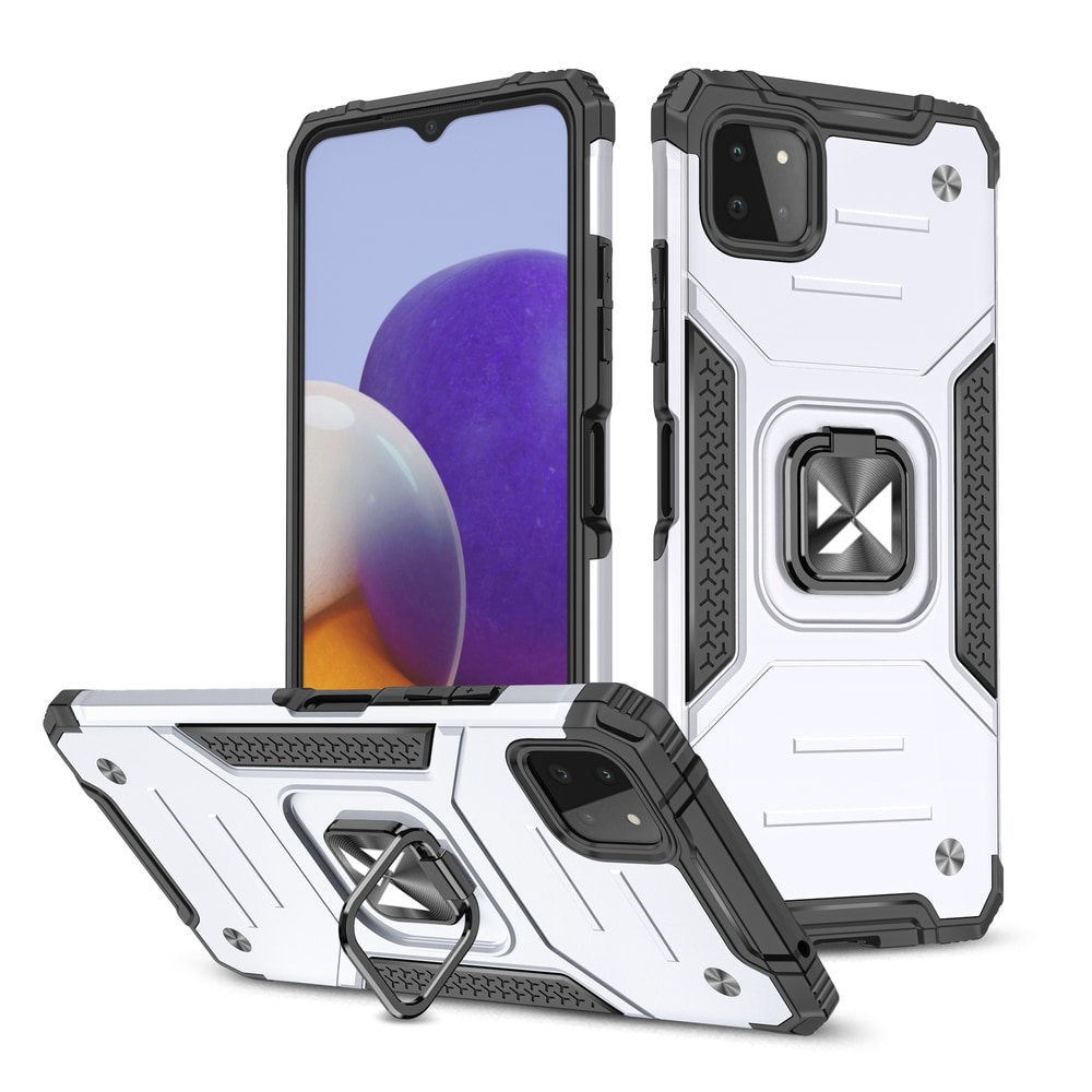 Wozinsky Ring Armor Case Kickstand Tough Rugged Cover for Samsung Galaxy A22 4G sølv