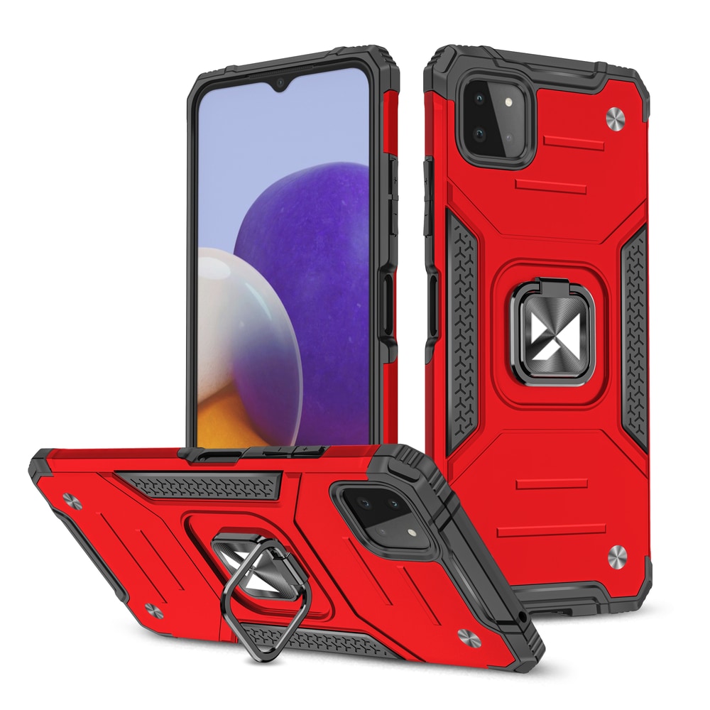 Wozinsky Ring Armor Case Kickstand Tough Rugged Cover for Samsung Galaxy A22 4G rød