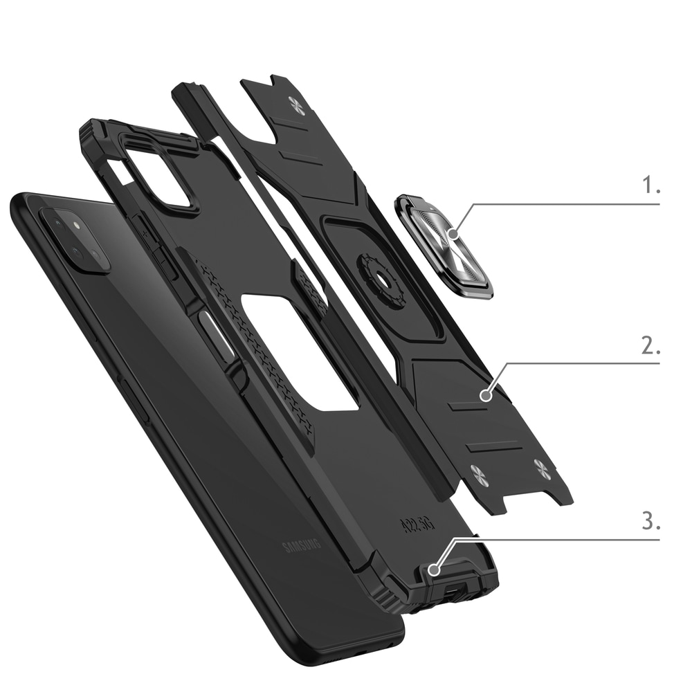 Wozinsky Ring Armor Case Kickstand Tough Rugged Cover for Samsung Galaxy A22 4G rød