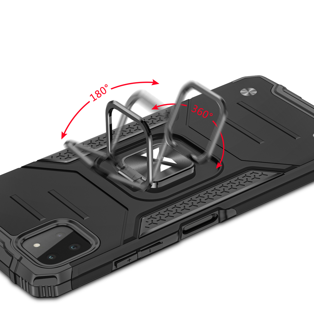 Wozinsky Ring Armor Case Kickstand Tough Rugged Cover for Samsung Galaxy A22 4G rød