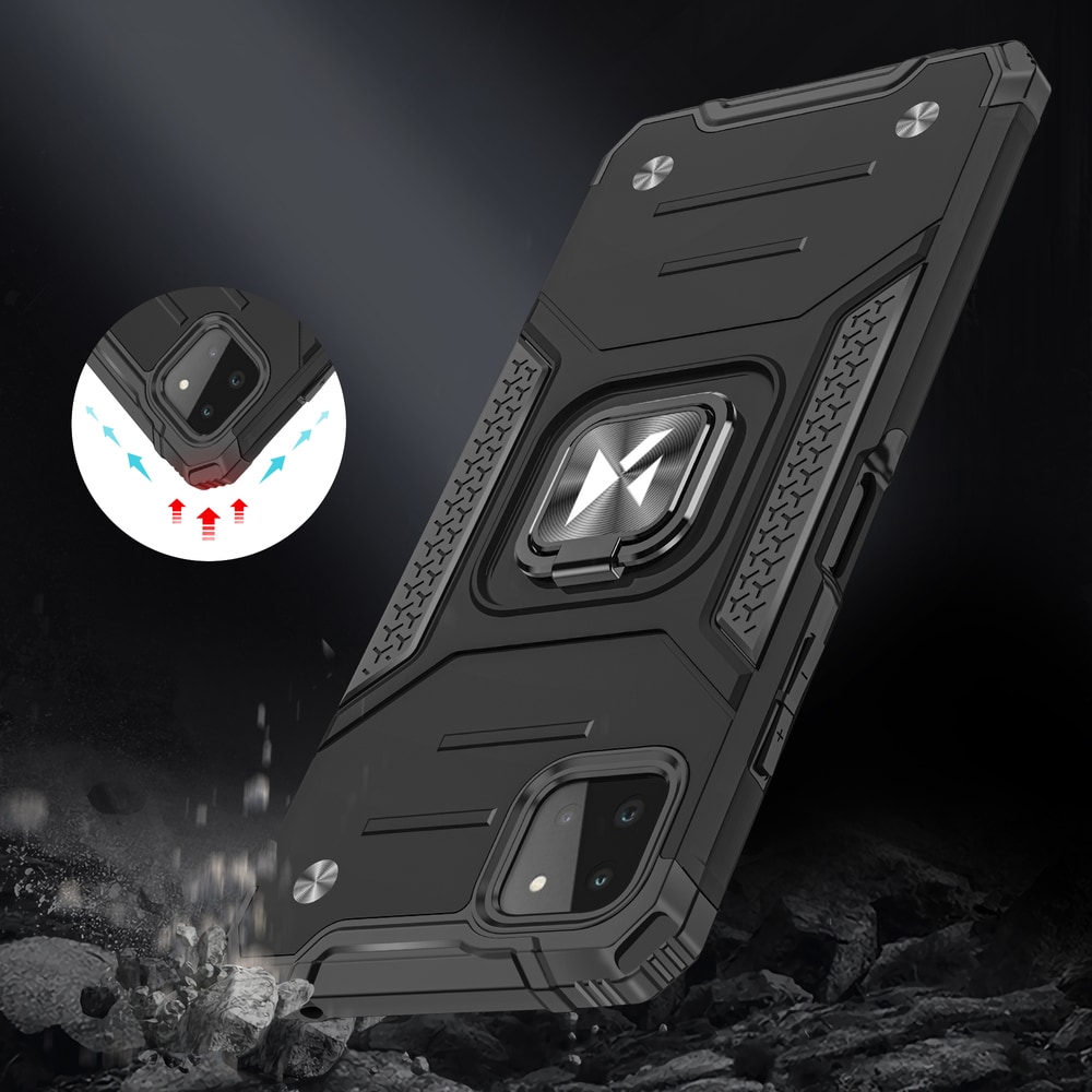 Wozinsky Ring Armor Case Kickstand Tough Rugged Cover for Samsung Galaxy A22 4G blå