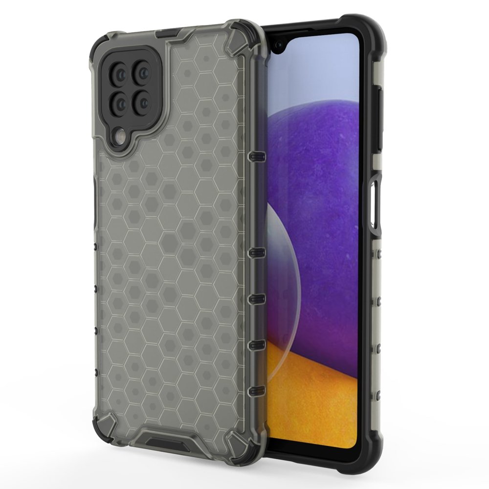 Honeycomb Case pansredeksel med TPU støtfanger for Samsung Galaxy A22 4G svart