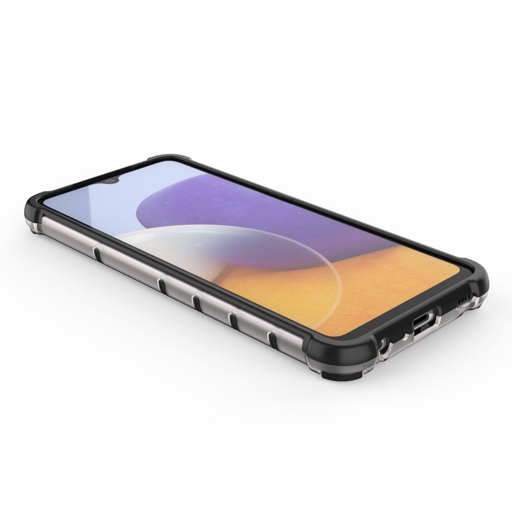 Honeycomb Case pansredeksel med TPU støtfanger for Samsung Galaxy A22 4G svart