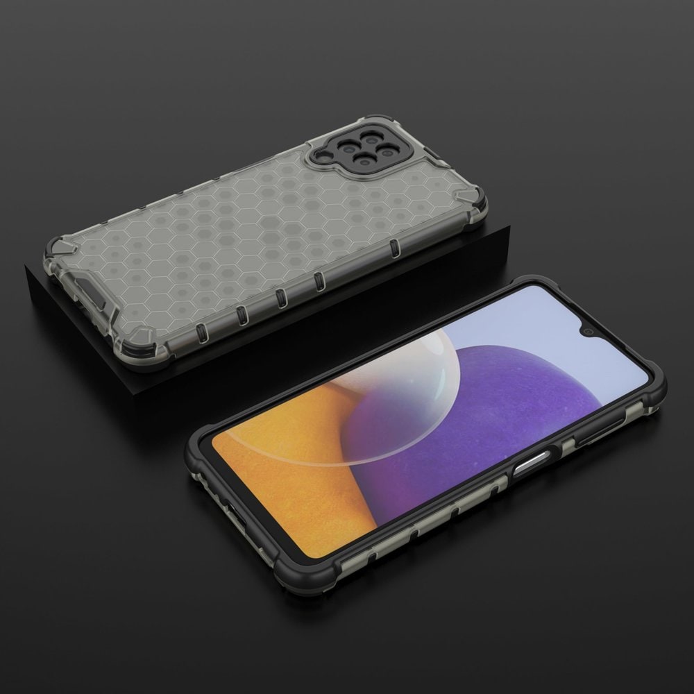 Honeycomb Case pansredeksel med TPU støtfanger for Samsung Galaxy A22 4G svart