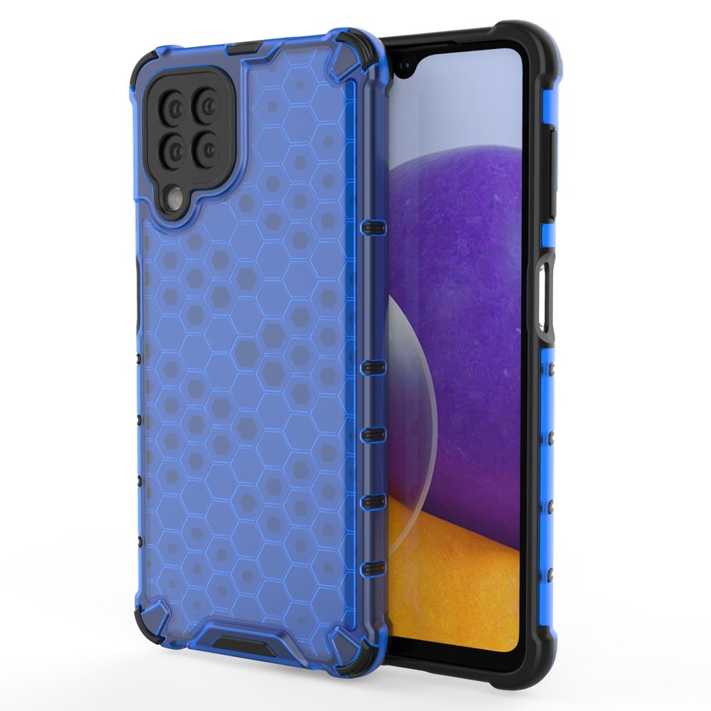 Honeycomb Case pansredeksel med TPU støtfanger for Samsung Galaxy A22 4G blå