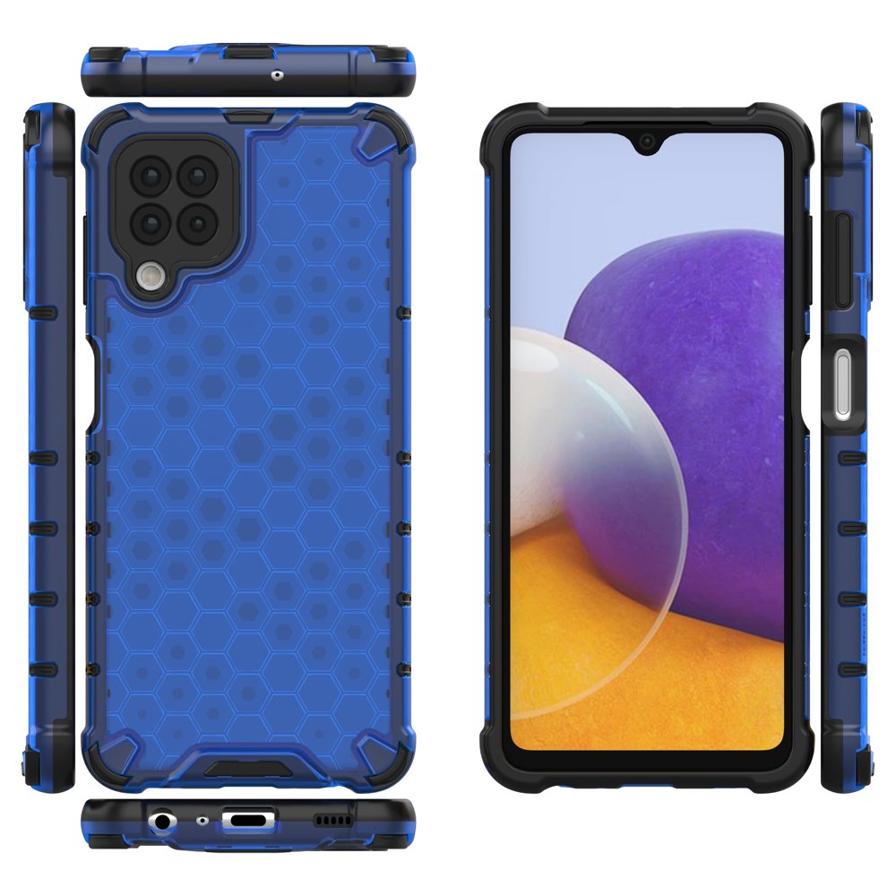 Honeycomb Case pansredeksel med TPU støtfanger for Samsung Galaxy A22 4G blå