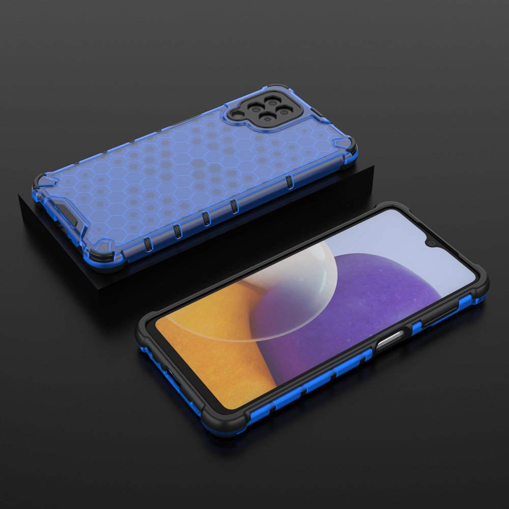 Honeycomb Case pansredeksel med TPU støtfanger for Samsung Galaxy A22 4G blå