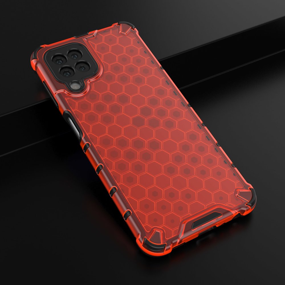 Honeycomb Case pansredeksel med TPU støtfanger for Samsung Galaxy A22 4G rød