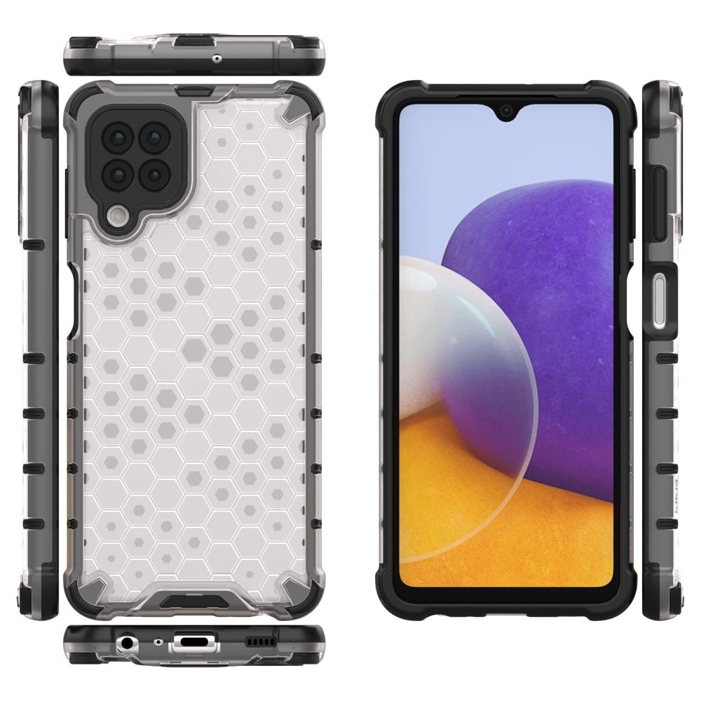 Honeycomb Case pansredeksel med TPU støtfanger for Samsung Galaxy A22 4G gjennomsiktig