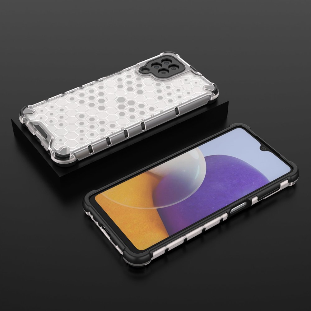 Honeycomb Case pansredeksel med TPU støtfanger for Samsung Galaxy A22 4G gjennomsiktig