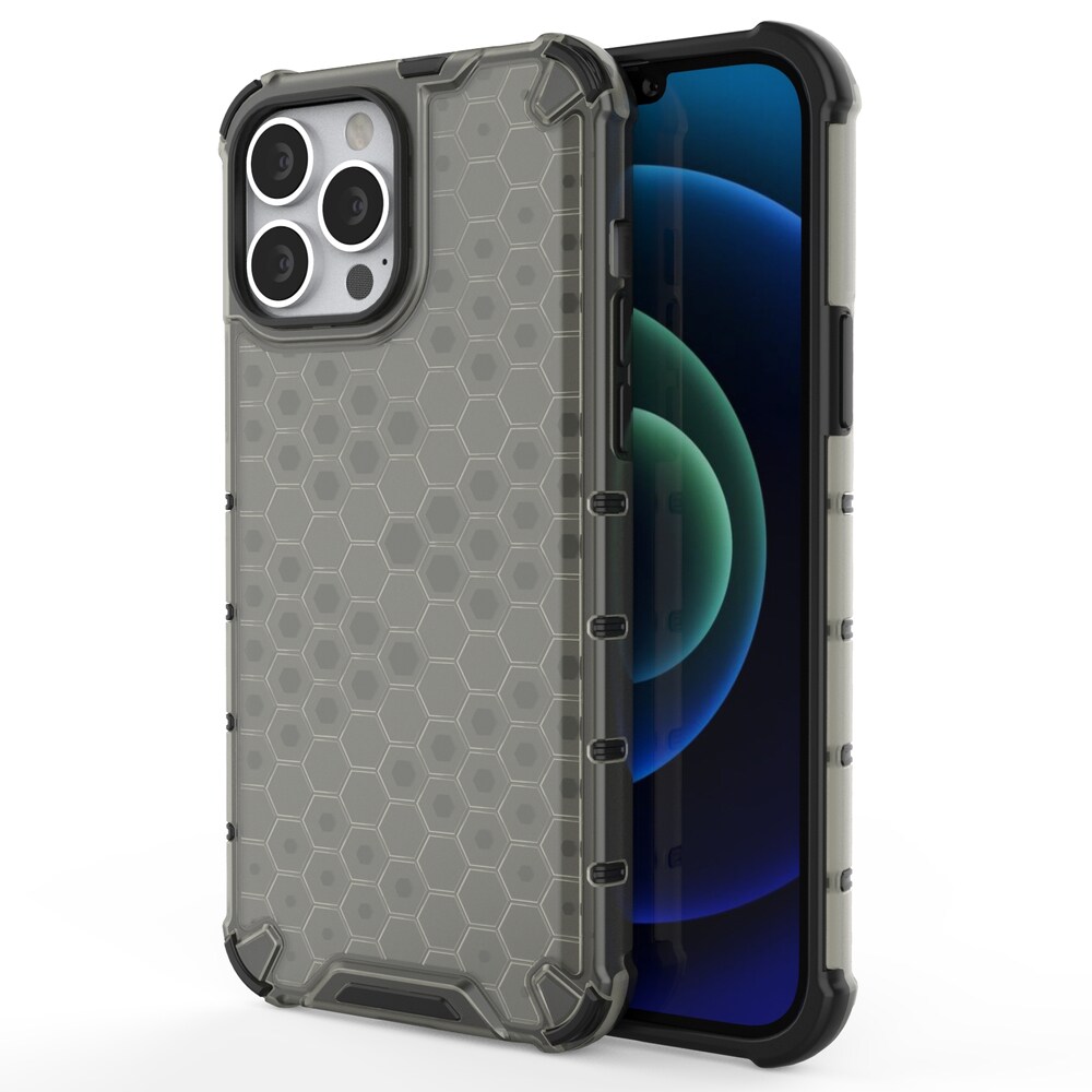 Honeycomb Case pansredeksel med TPU støtfanger for iPhone 13 Pro Max svart