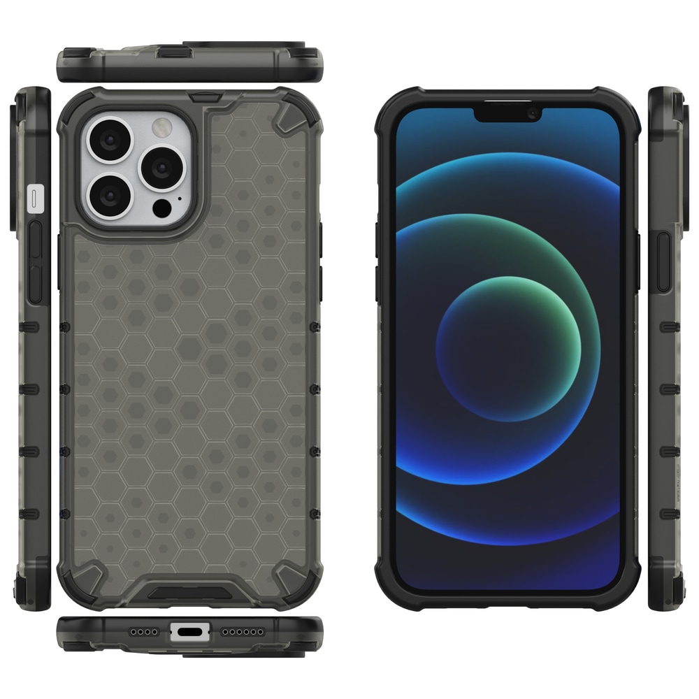 Honeycomb Case pansredeksel med TPU støtfanger for iPhone 13 Pro Max svart