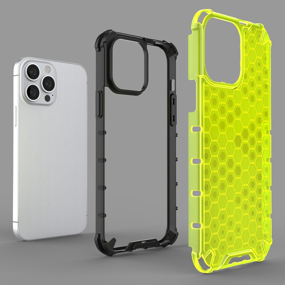 Honeycomb Case pansredeksel med TPU støtfanger for iPhone 13 Pro Max svart