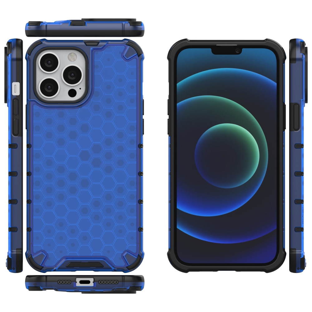 Honeycomb Case pansredeksel med TPU støtfanger for iPhone 13 Pro Max blå
