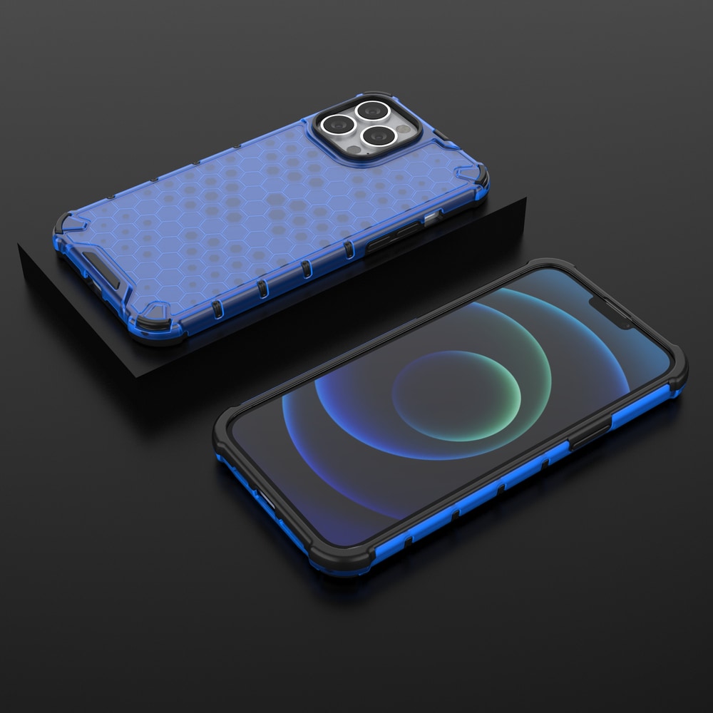 Honeycomb Case pansredeksel med TPU støtfanger for iPhone 13 Pro Max blå