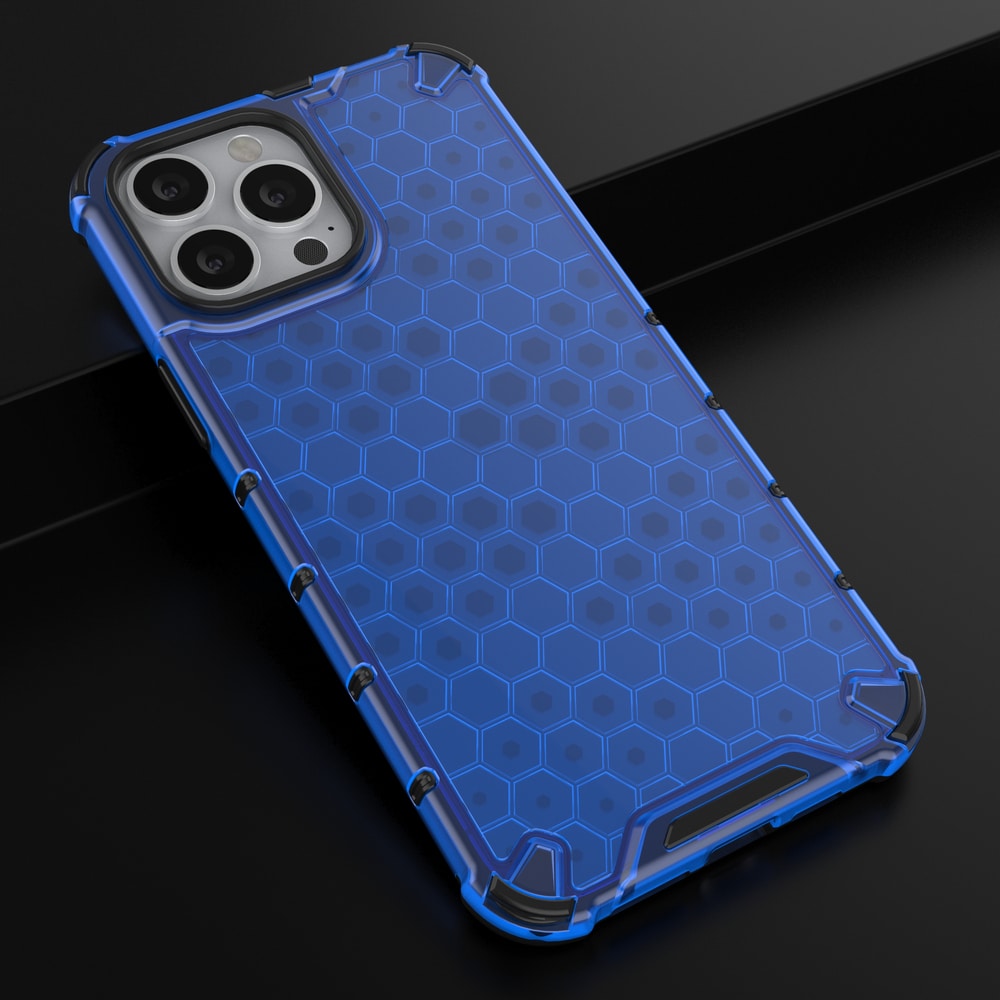 Honeycomb Case pansredeksel med TPU støtfanger for iPhone 13 Pro Max blå