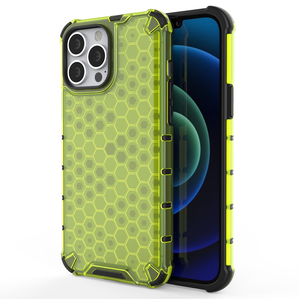 Honeycomb Case pansredeksel med TPU støtfanger for iPhone 13 Pro Max grønn