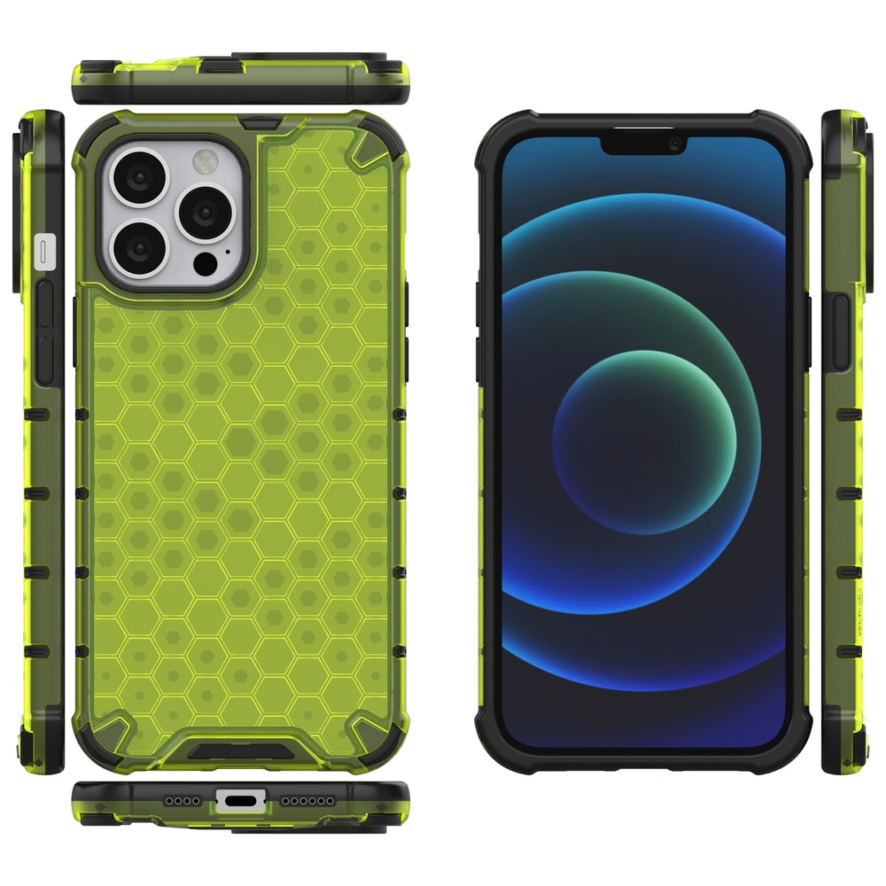 Honeycomb Case pansredeksel med TPU støtfanger for iPhone 13 Pro Max grønn