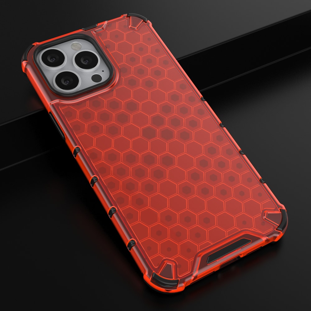 Honeycomb Case pansredeksel med TPU støtfanger for iPhone 13 Pro Max rød