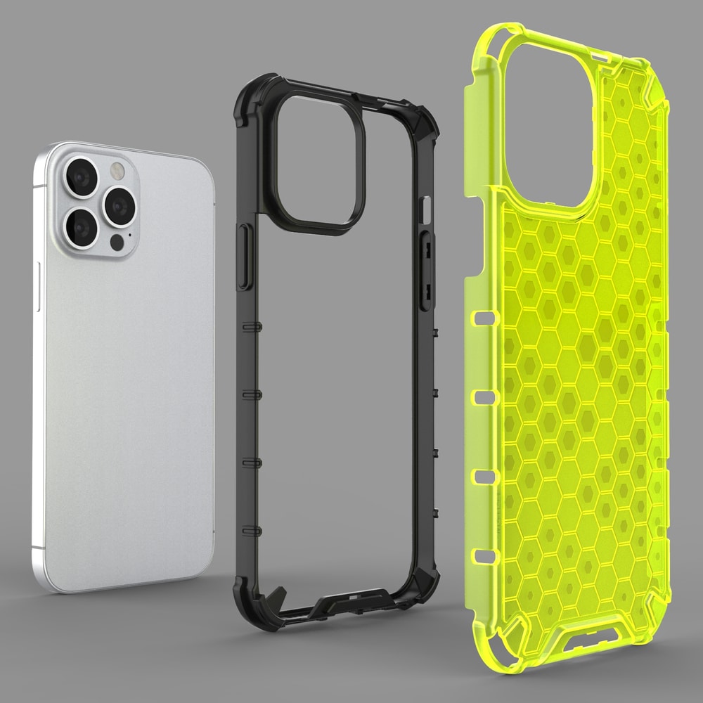 Honeycomb Case pansredeksel med TPU støtfanger for iPhone 13 Pro Max rød
