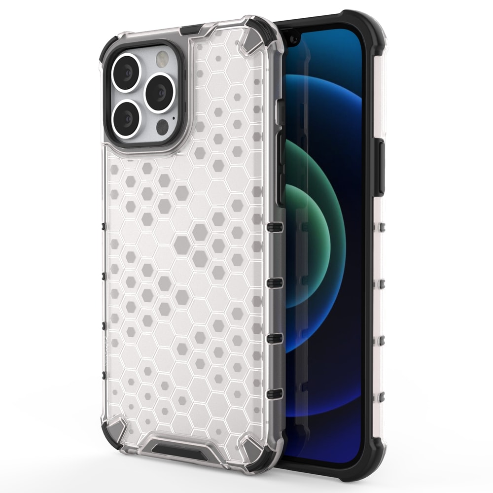 Honeycomb Case pansredeksel med TPU støtfanger for iPhone 13 Pro Max gjennomsiktig