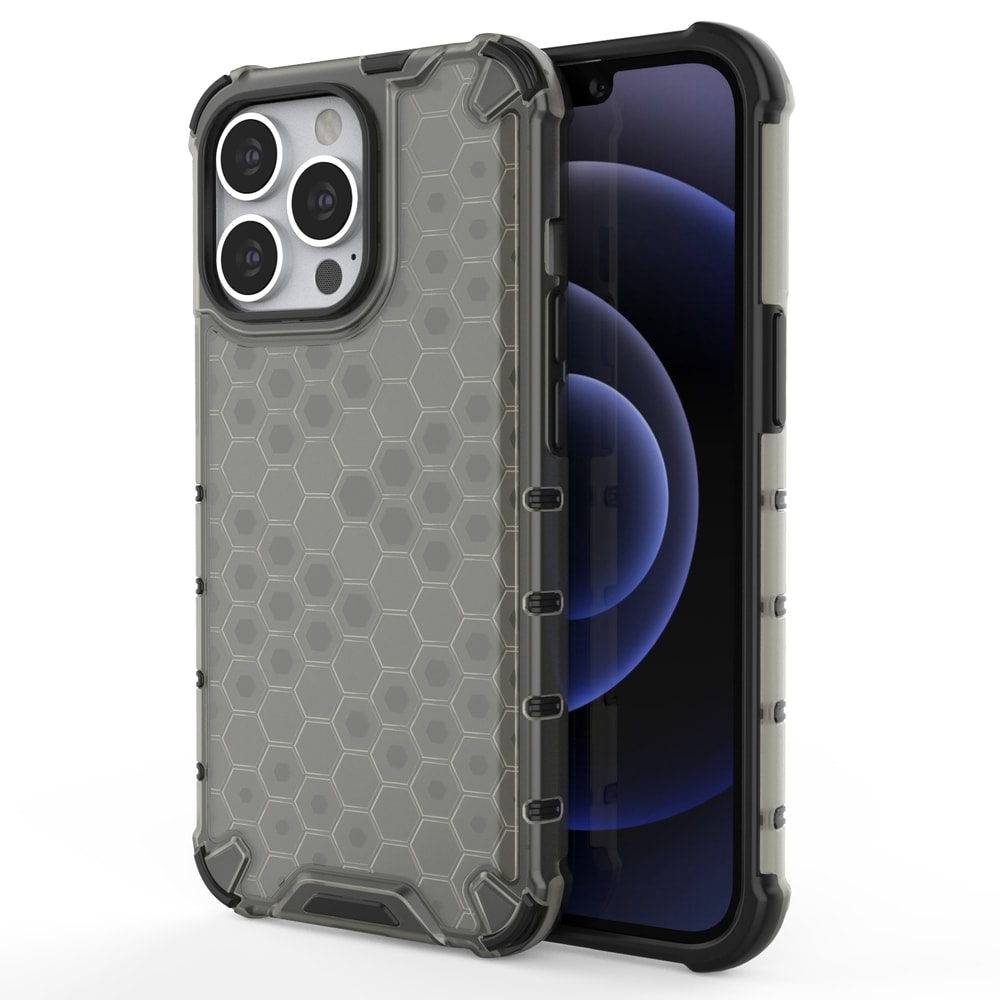 Honeycomb Case pansredeksel med TPU støtfanger for iPhone 13 Pro svart