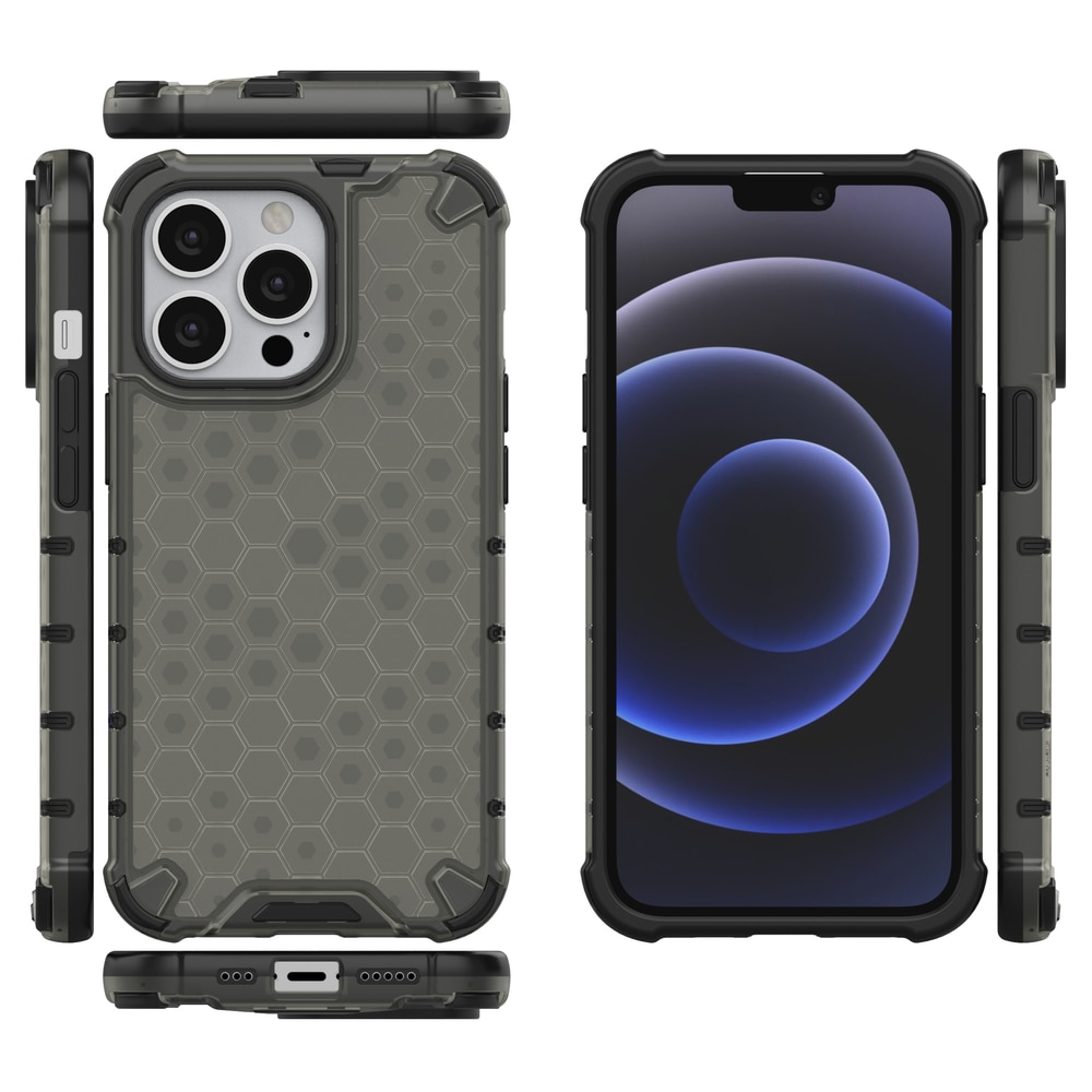 Honeycomb Case pansredeksel med TPU støtfanger for iPhone 13 Pro svart