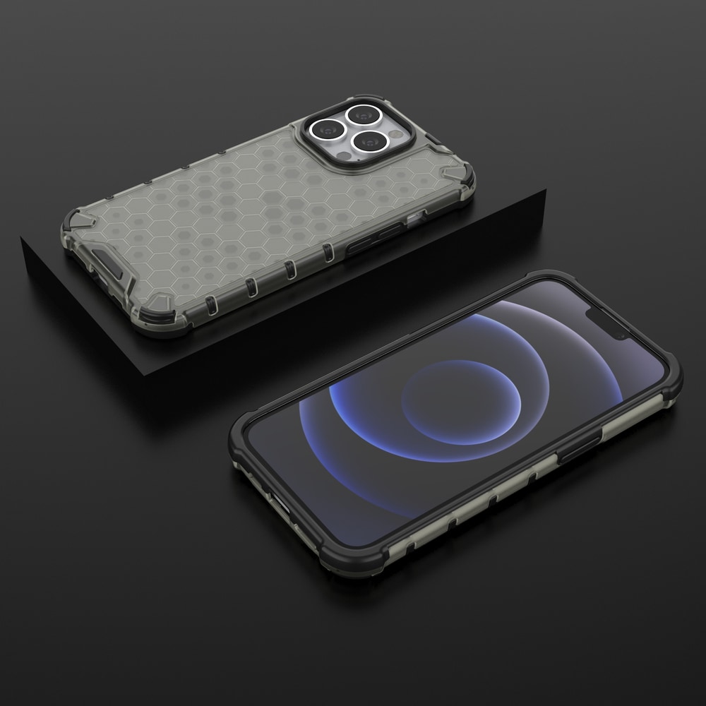 Honeycomb Case pansredeksel med TPU støtfanger for iPhone 13 Pro svart