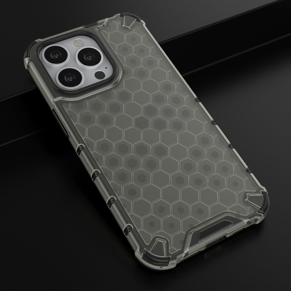 Honeycomb Case pansredeksel med TPU støtfanger for iPhone 13 Pro svart