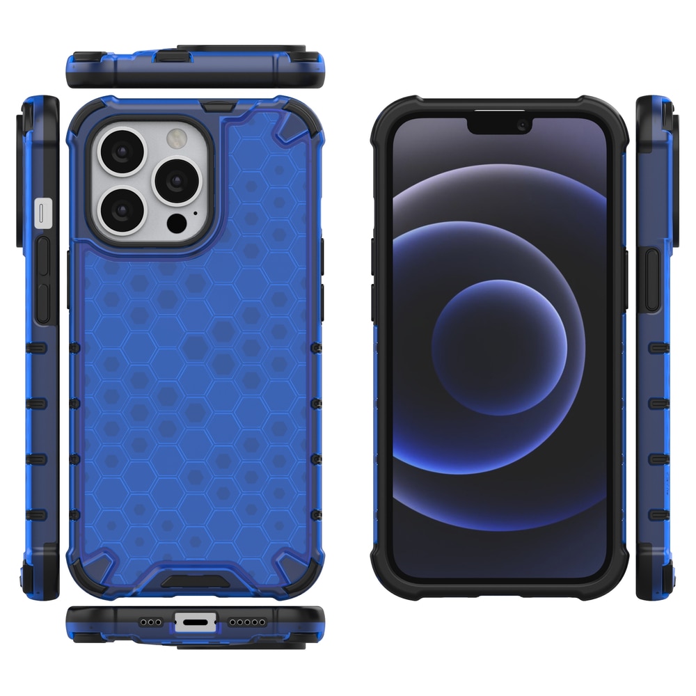 Honeycomb Case pansredeksel med TPU støtfanger for iPhone 13 Pro blå