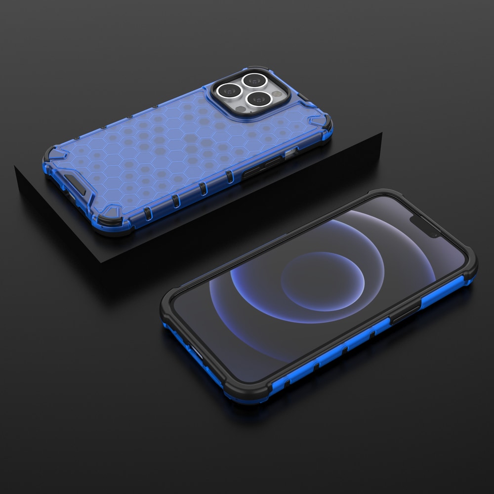 Honeycomb Case pansredeksel med TPU støtfanger for iPhone 13 Pro blå