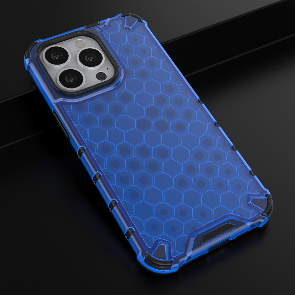 Honeycomb Case pansredeksel med TPU støtfanger for iPhone 13 Pro blå