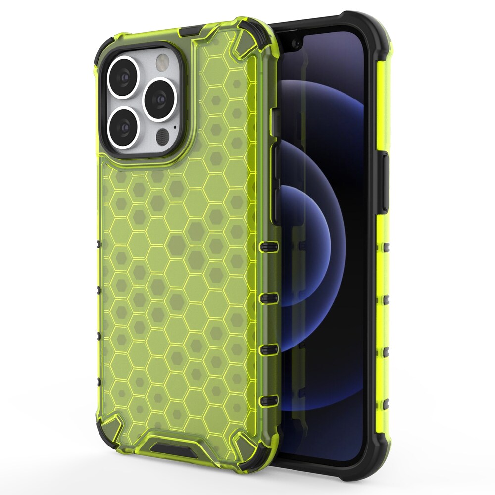 Honeycomb Case pansredeksel med TPU støtfanger for iPhone 13 Pro grønn