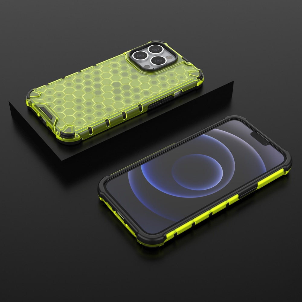 Honeycomb Case pansredeksel med TPU støtfanger for iPhone 13 Pro grønn
