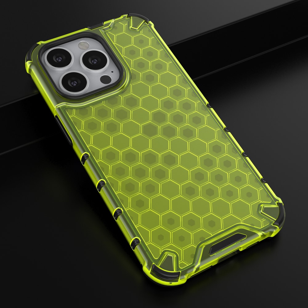 Honeycomb Case pansredeksel med TPU støtfanger for iPhone 13 Pro grønn